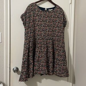 A Beautiful Soul Floral Casual Dress in Black and Pink Size 3X